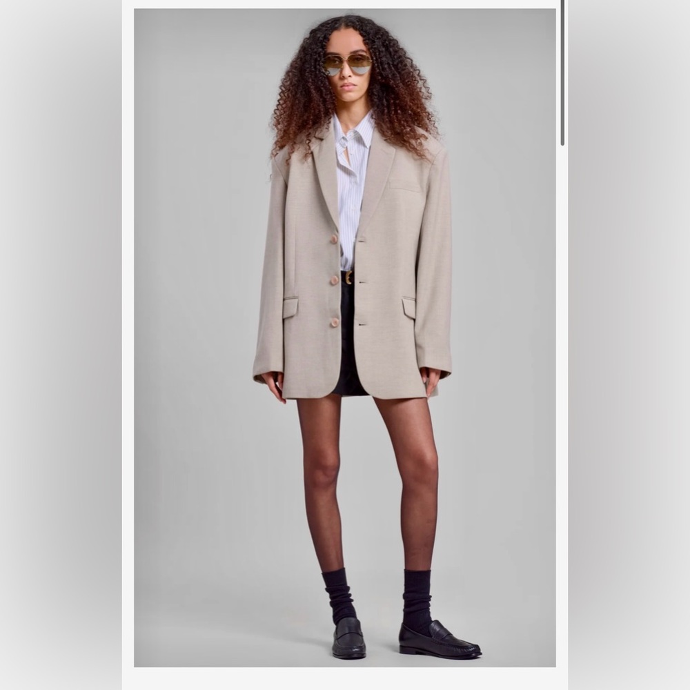 NWT The Frankie Shop Gelso Oversized Blazer Taupe Melange XS sand color new - Picture 8 of 15